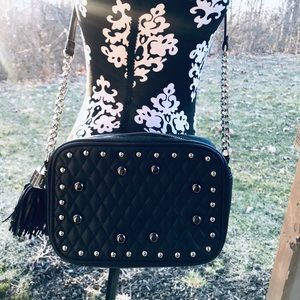 Quilted Black Leather Crossbody Bag (EUC)